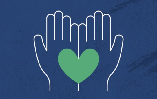 Community Spotlight 8 A graphic of hands holding a green heart for International Day of Charity