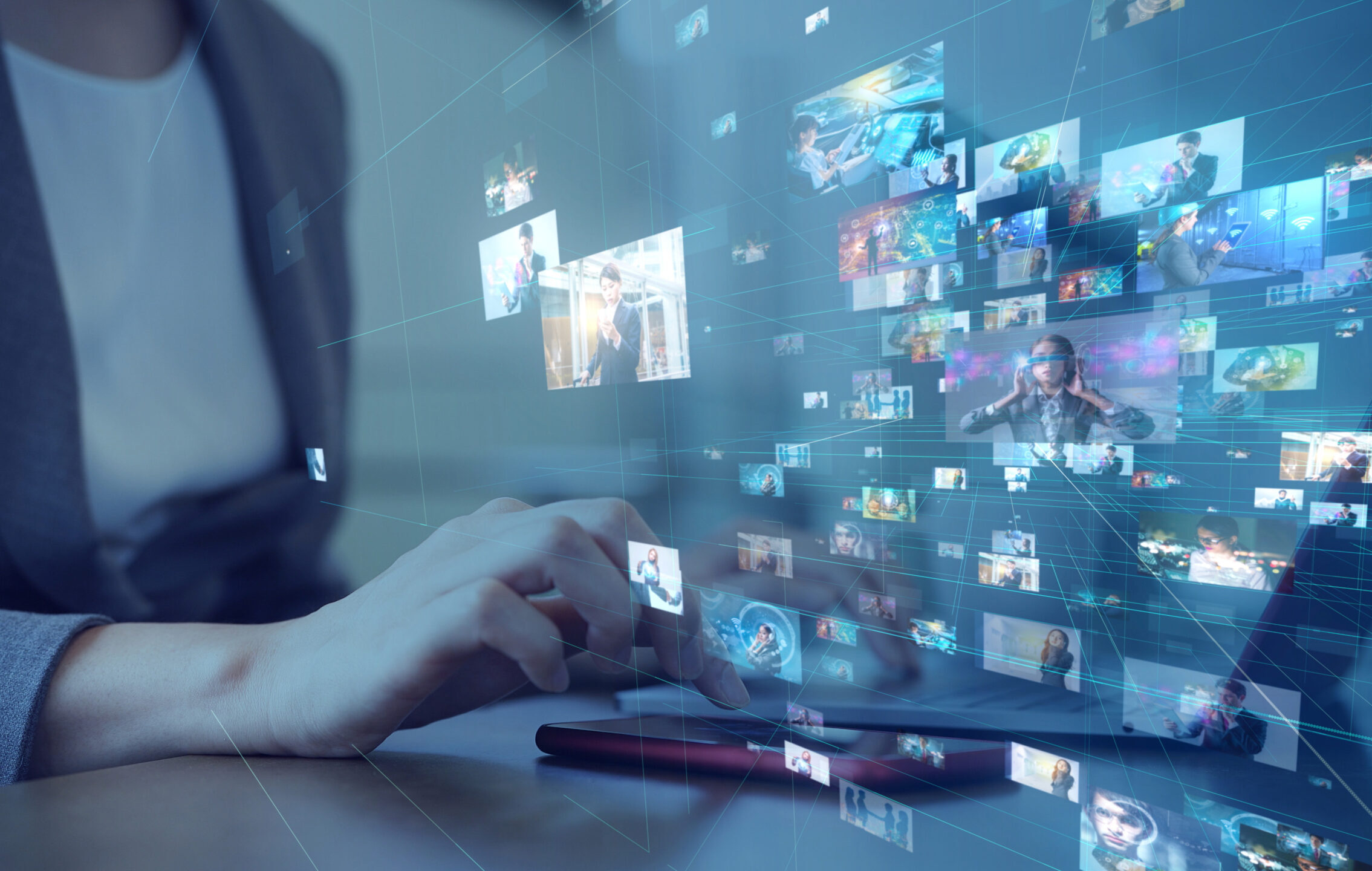A person looking at social media and streaming videos.